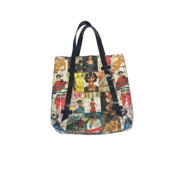 Vintage Elle Magazine Retro Cover Girl Fabric‎ Tote Bag Purse - Picture 1 of 5